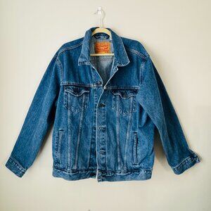 Levi Strauss Truckers Mens XL Dark Wash Denim Jean Jacket Cotton Flap Chest Pock